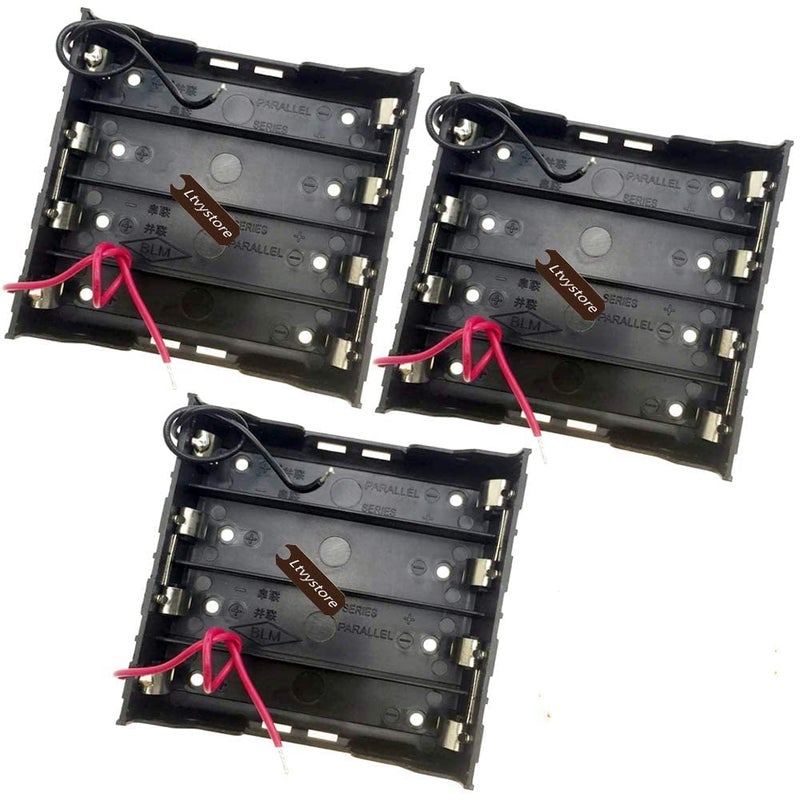 Ltvystore 18650 Battery Case Holder, 3 Pcs 4 Slots x 3.7V 14.8Volt DIY Battery Storage Box, in Series Black Plastic Batteries Case for 4 x 18650 Ltvystore - Image 1